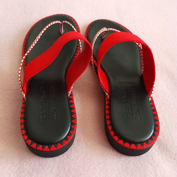 Ron White Rapisardi Sandals, Black and Red, Made in Italy, Size 38 - Picture 2 of 8